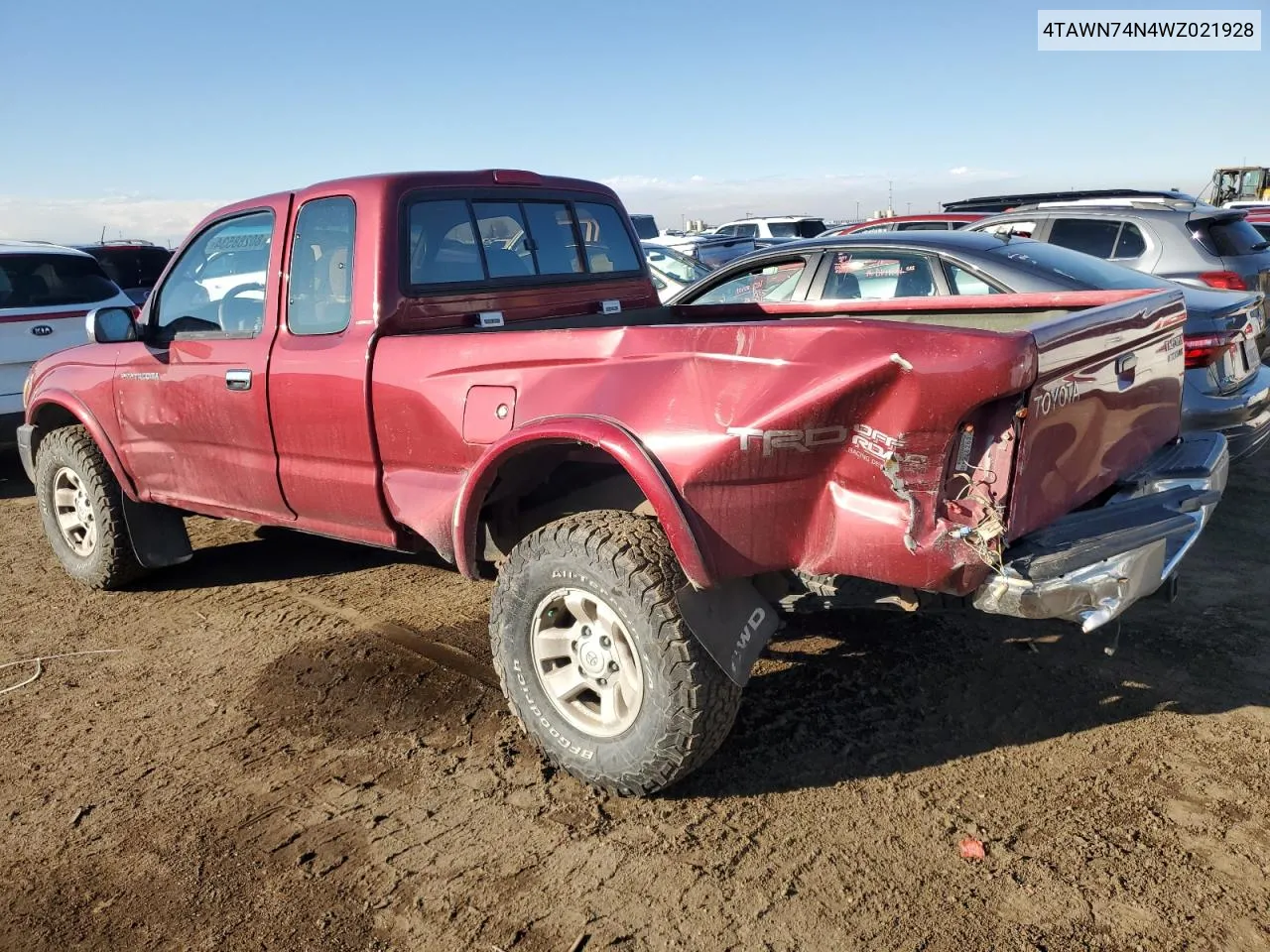 1998 Toyota Tacoma Xtracab Limited VIN: 4TAWN74N4WZ021928 Lot: 80288534