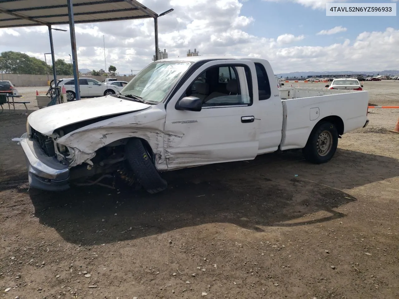 2000 Toyota Tacoma Xtracab VIN: 4TAVL52N6YZ596933 Lot: 71609054