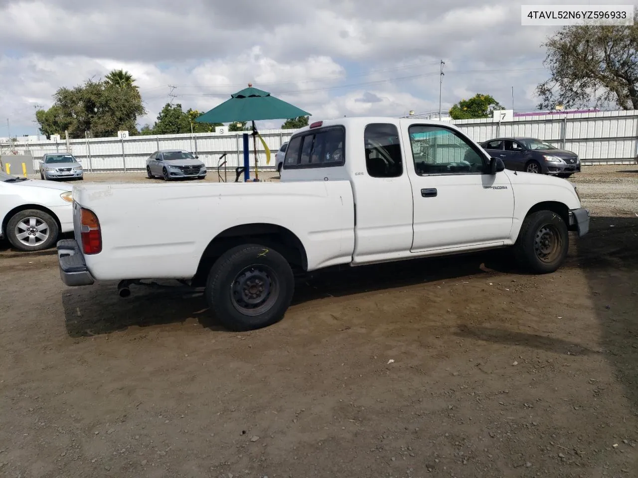 2000 Toyota Tacoma Xtracab VIN: 4TAVL52N6YZ596933 Lot: 71609054