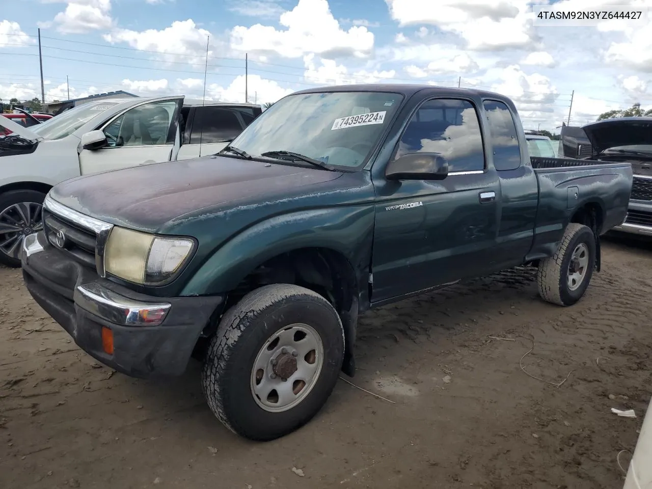 2000 Toyota Tacoma Xtracab Prerunner VIN: 4TASM92N3YZ644427 Lot: 74395224