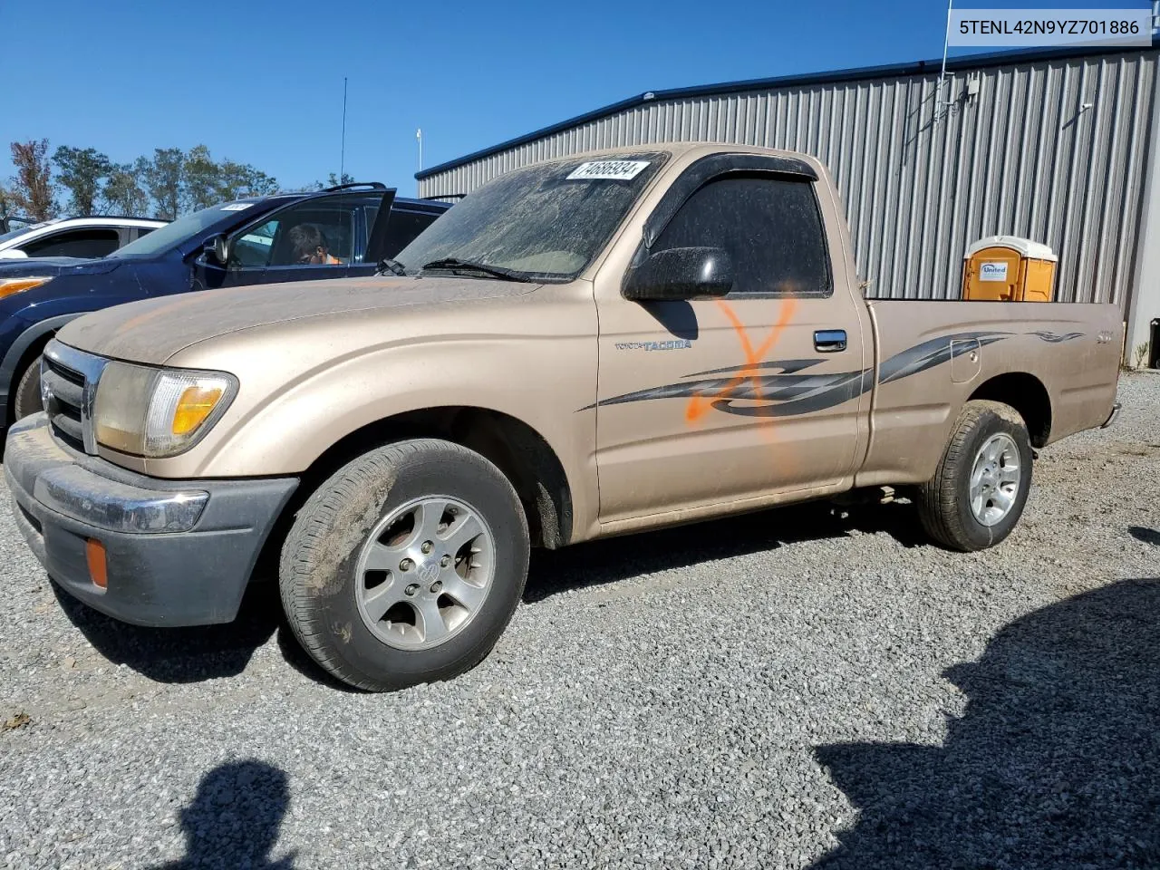 2000 Toyota Tacoma VIN: 5TENL42N9YZ701886 Lot: 74686934