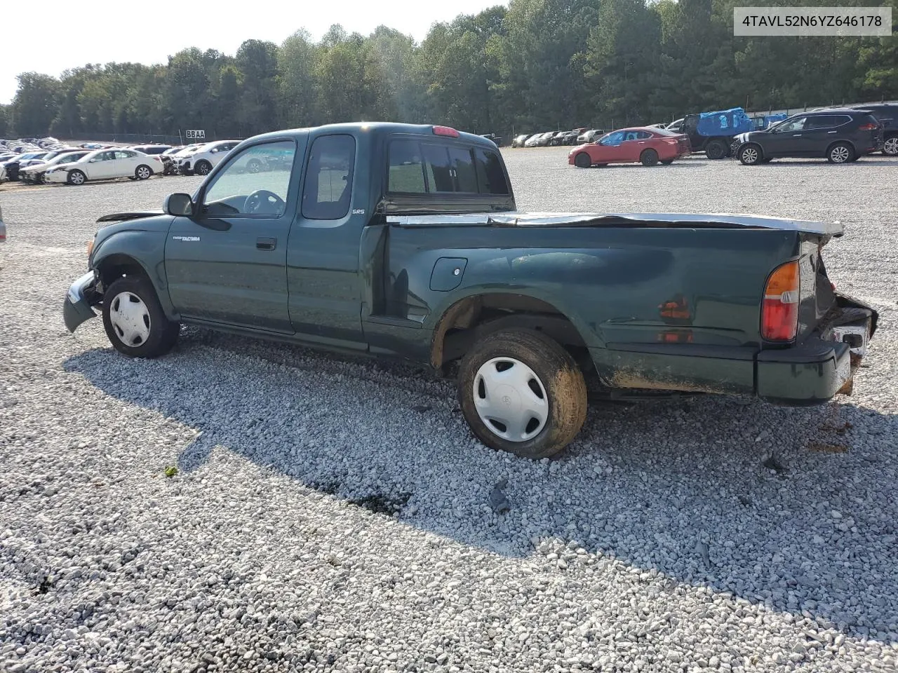 2000 Toyota Tacoma Xtracab VIN: 4TAVL52N6YZ646178 Lot: 74778204