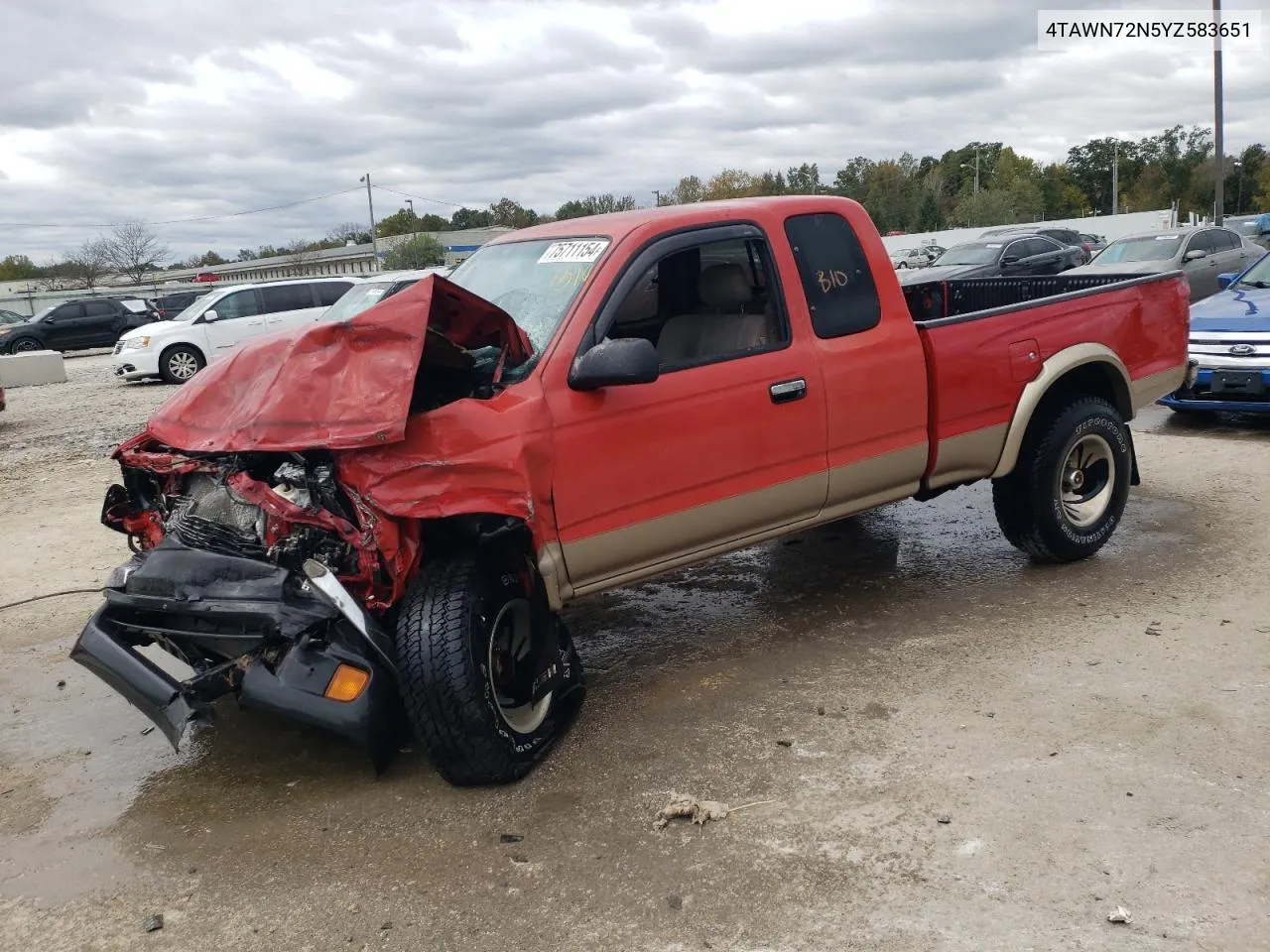 2000 Toyota Tacoma Xtracab VIN: 4TAWN72N5YZ583651 Lot: 75711154