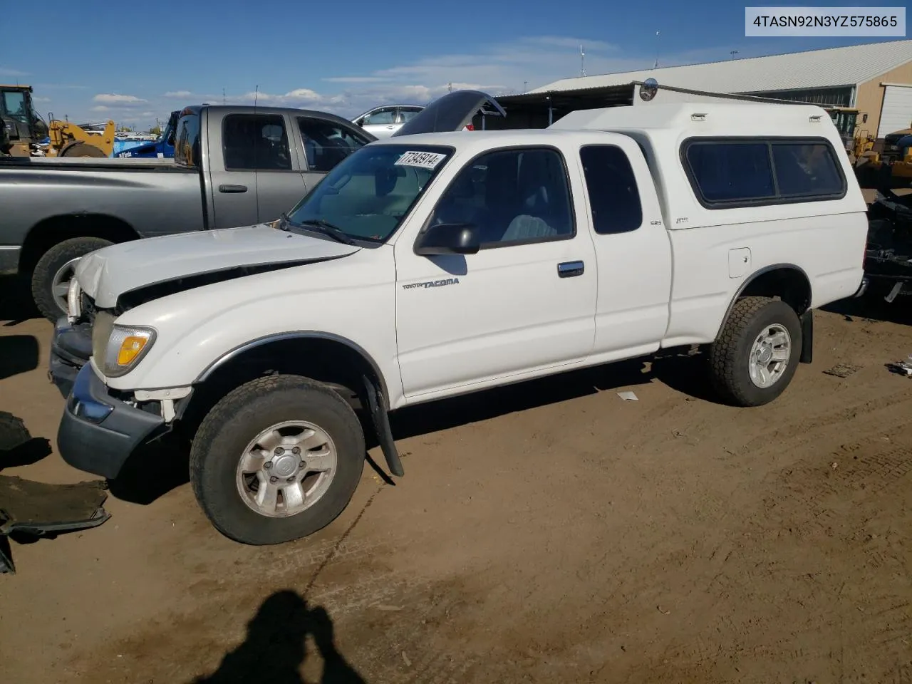 2000 Toyota Tacoma Xtracab Prerunner VIN: 4TASN92N3YZ575865 Lot: 77345914