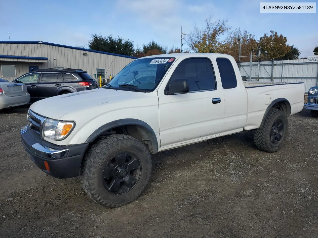 2000 Toyota Tacoma Xtracab Prerunner VIN: 4TASN92N8YZ581189 Lot: 80960484