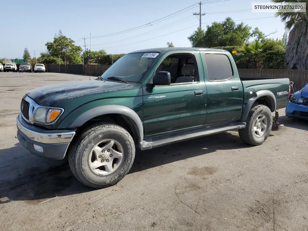 2001 Toyota Tacoma Double Cab Prerunner VIN: 5TEGN92N71Z752020 Lot: 55971794