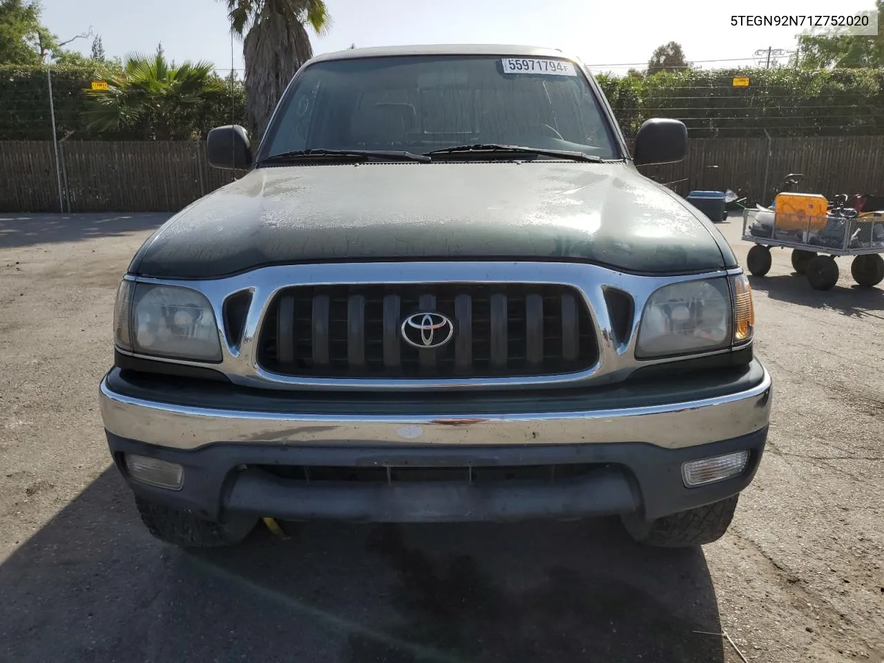 2001 Toyota Tacoma Double Cab Prerunner VIN: 5TEGN92N71Z752020 Lot: 55971794