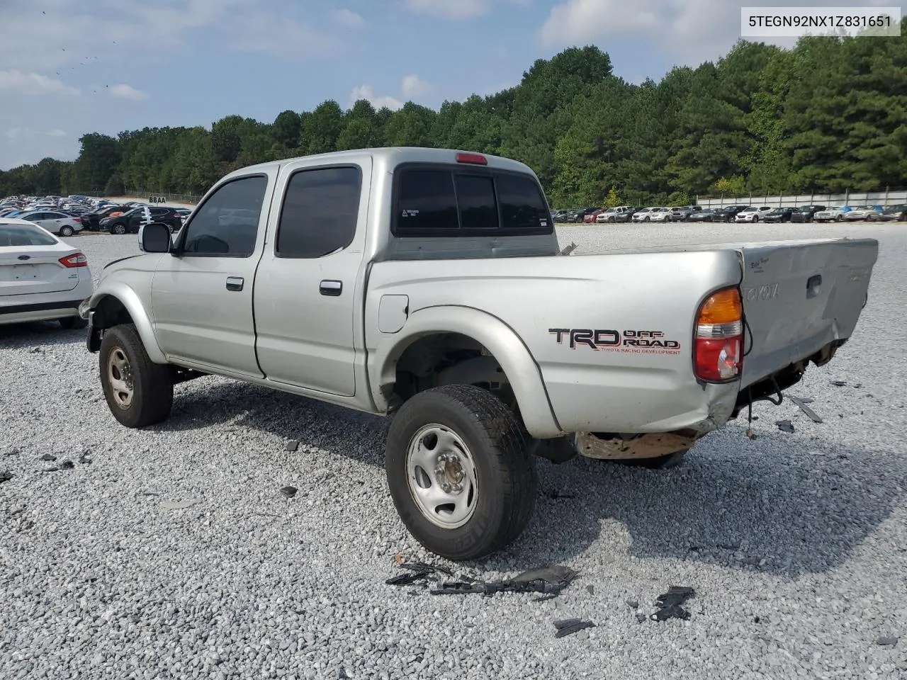 2001 Toyota Tacoma Double Cab Prerunner VIN: 5TEGN92NX1Z831651 Lot: 67441604