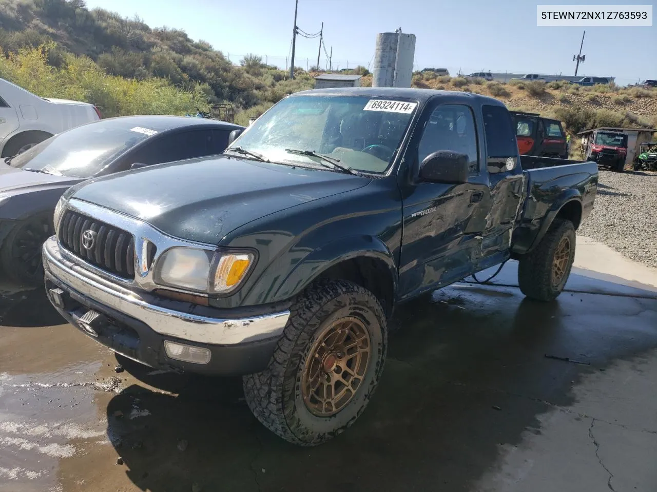 2001 Toyota Tacoma Xtracab VIN: 5TEWN72NX1Z763593 Lot: 69324114