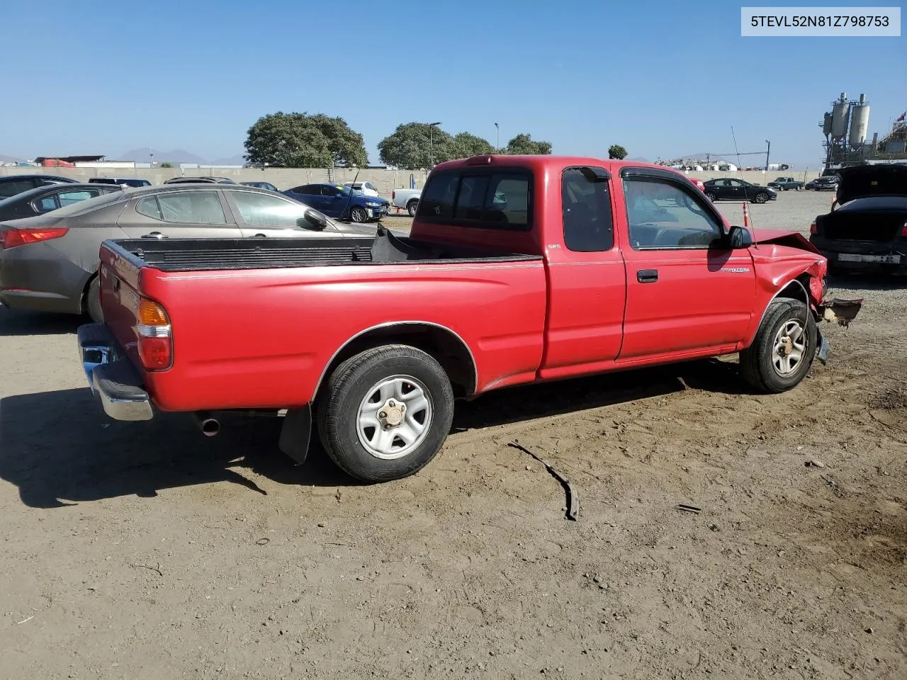 2001 Toyota Tacoma Xtracab VIN: 5TEVL52N81Z798753 Lot: 71254734