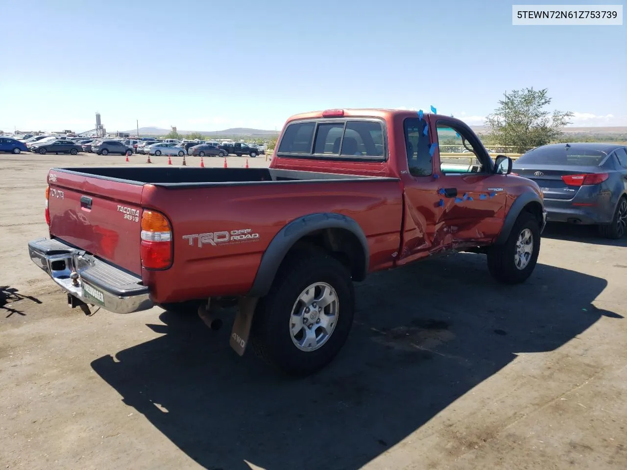 2001 Toyota Tacoma Xtracab VIN: 5TEWN72N61Z753739 Lot: 72450434