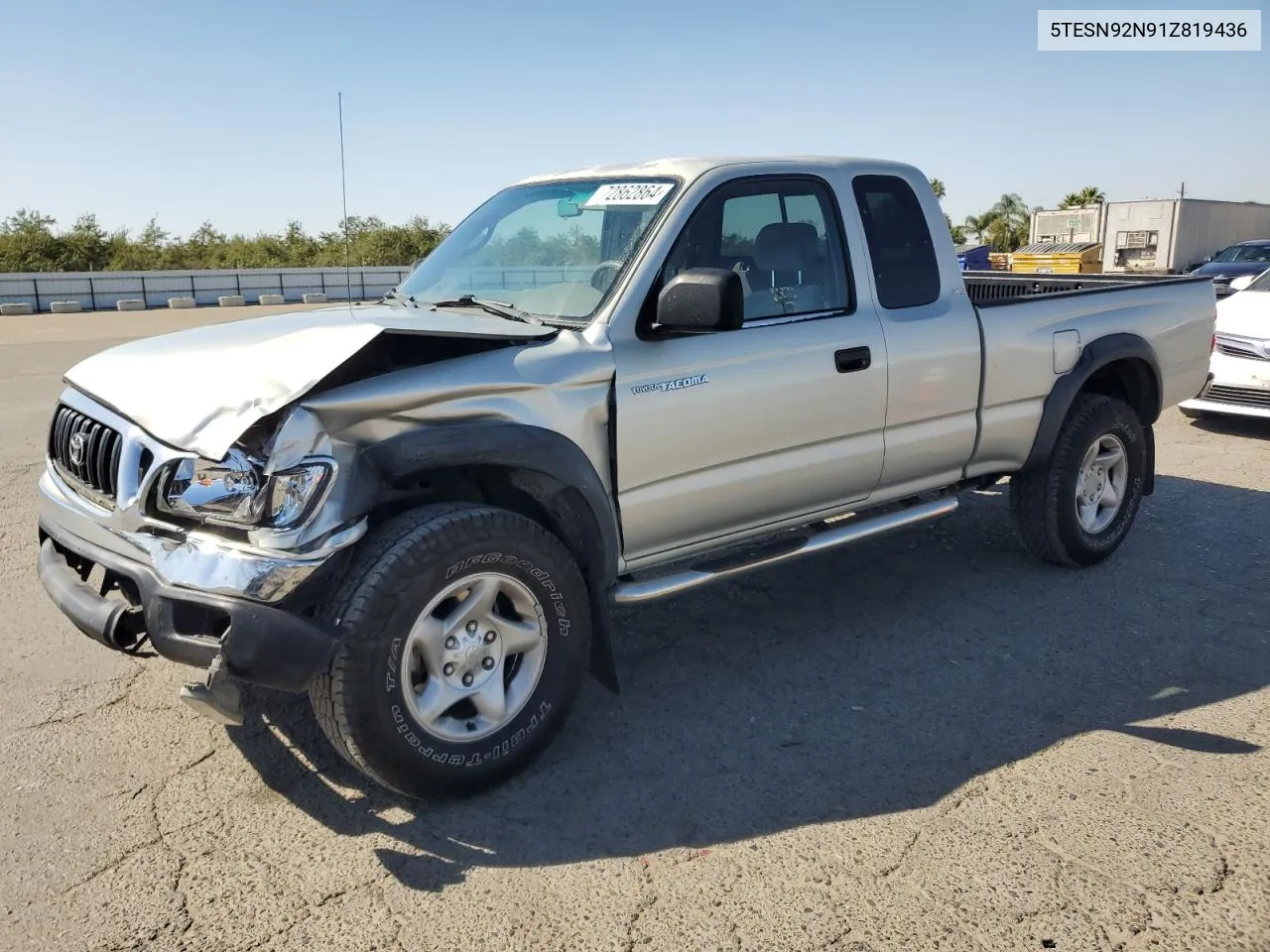 2001 Toyota Tacoma Xtracab Prerunner VIN: 5TESN92N91Z819436 Lot: 72862864