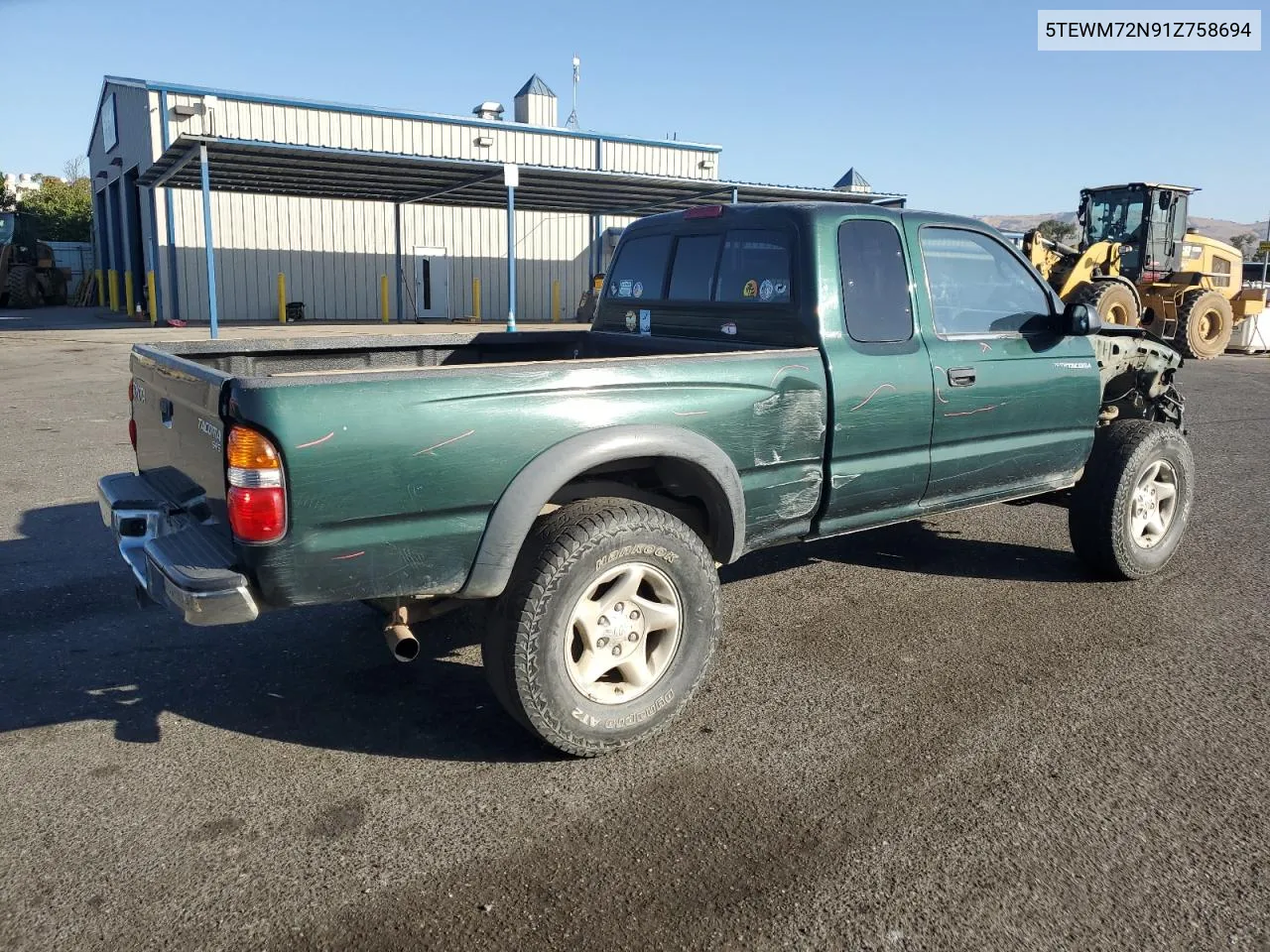 2001 Toyota Tacoma Xtracab VIN: 5TEWM72N91Z758694 Lot: 74517994