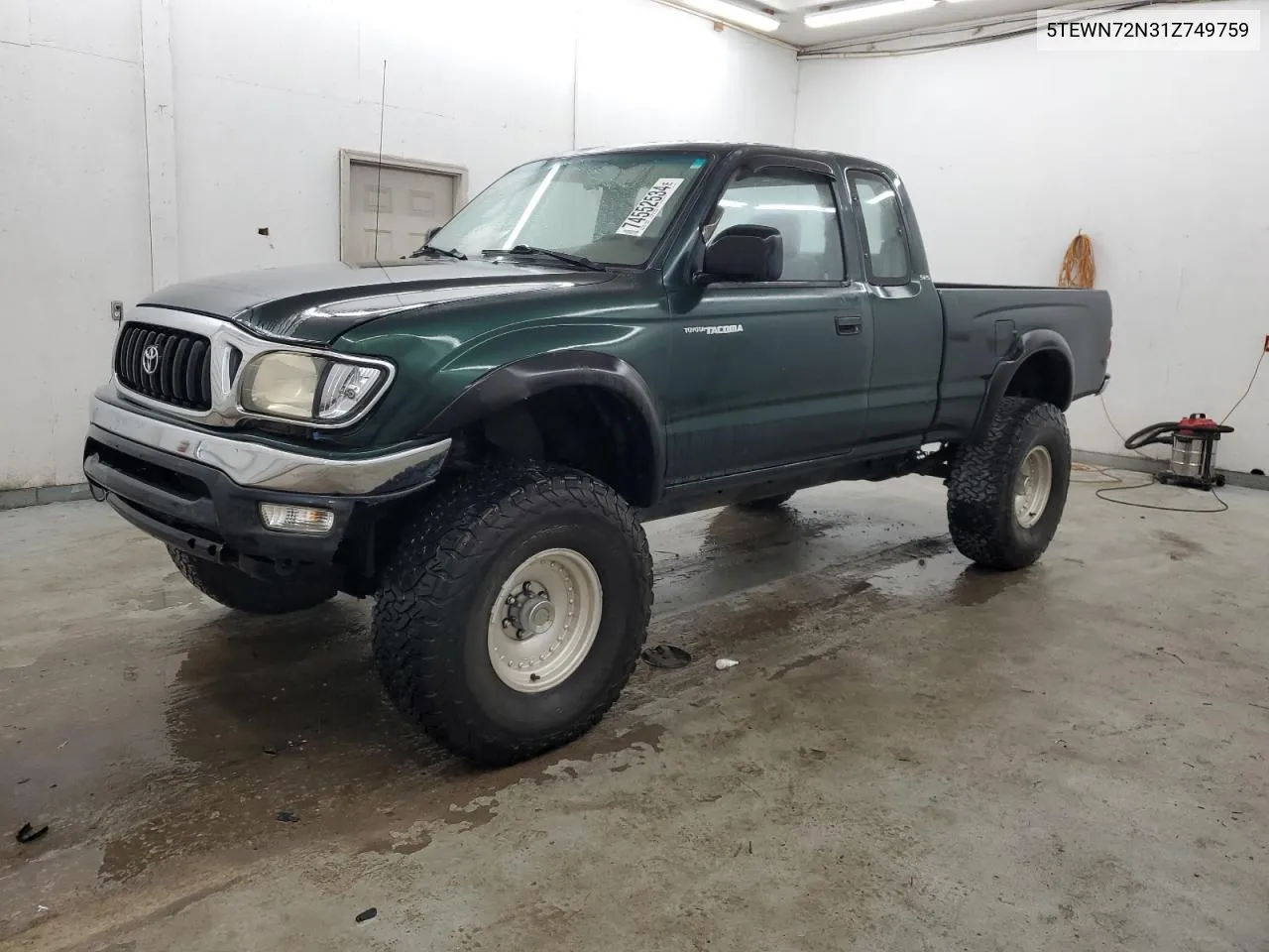 2001 Toyota Tacoma Xtracab VIN: 5TEWN72N31Z749759 Lot: 74552534