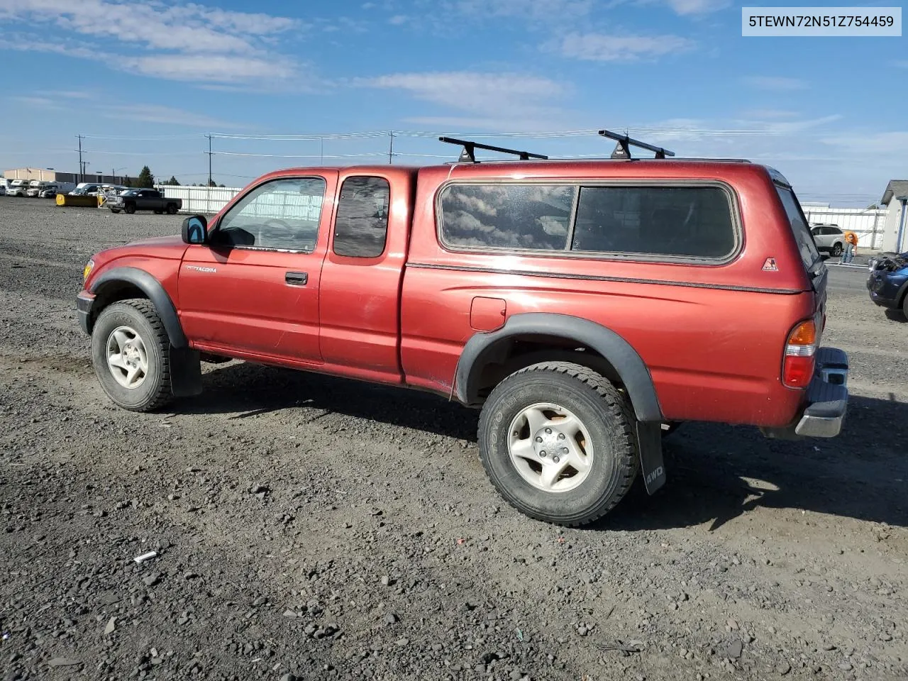 2001 Toyota Tacoma Xtracab VIN: 5TEWN72N51Z754459 Lot: 74852284