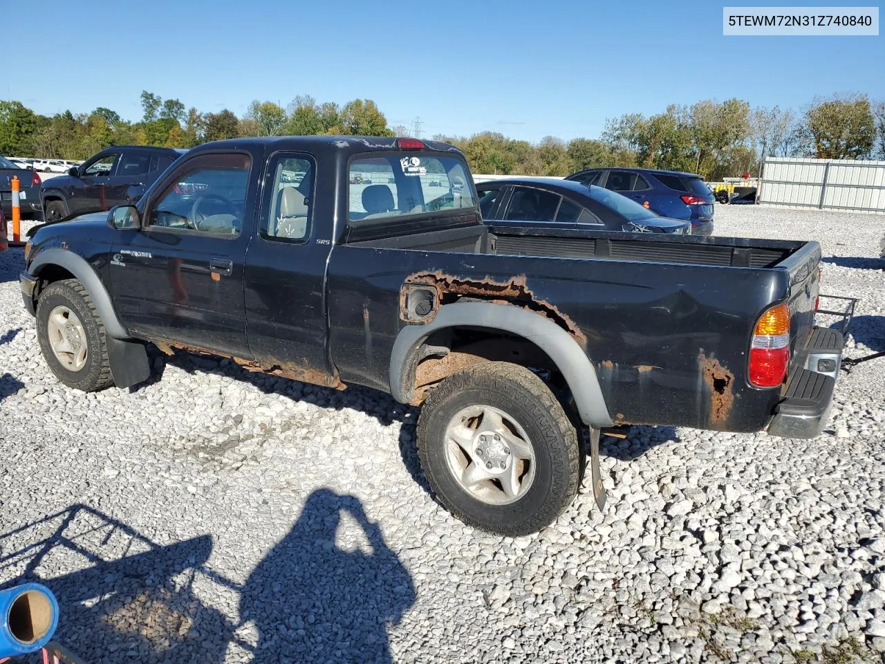 2001 Toyota Tacoma Xtracab VIN: 5TEWM72N31Z740840 Lot: 75162384