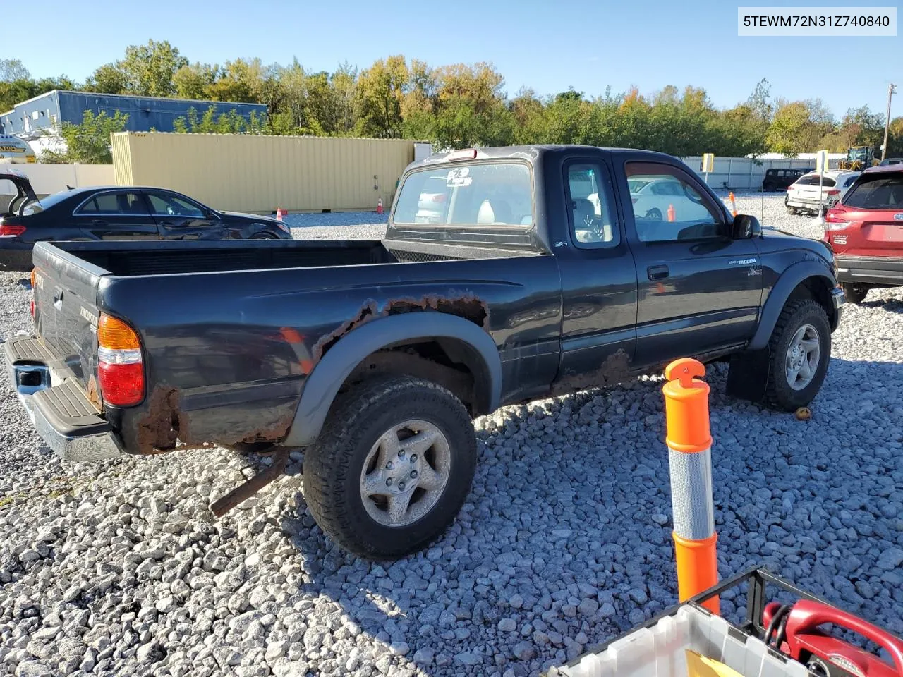 2001 Toyota Tacoma Xtracab VIN: 5TEWM72N31Z740840 Lot: 75162384