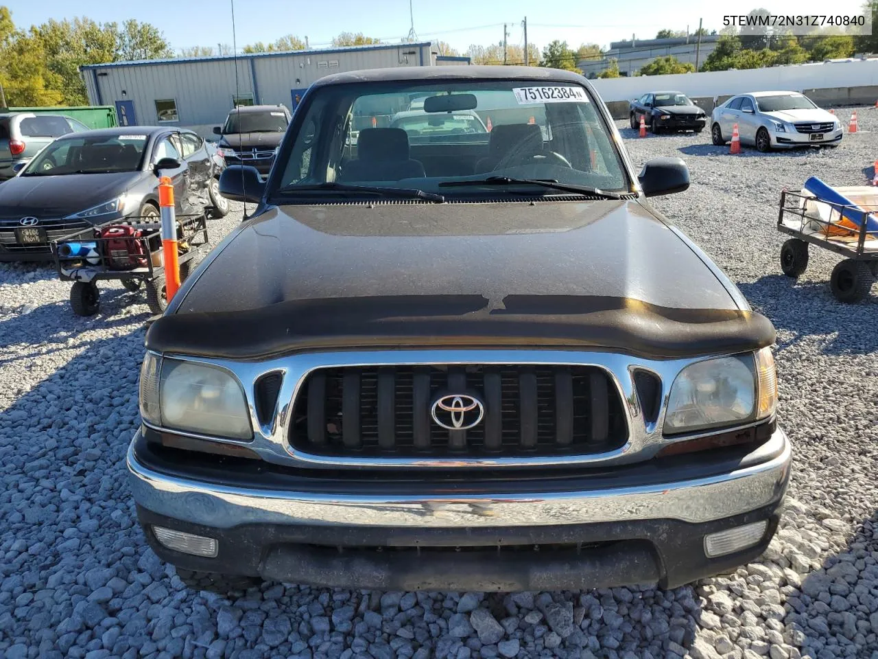 2001 Toyota Tacoma Xtracab VIN: 5TEWM72N31Z740840 Lot: 75162384