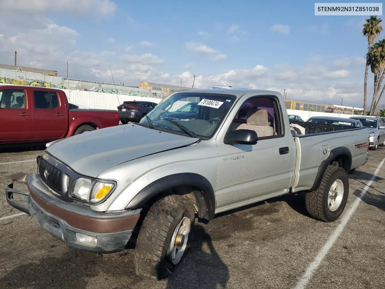 2001 Toyota Tacoma Prerunner VIN: 5TENM92N31Z851038 Lot: 78100474