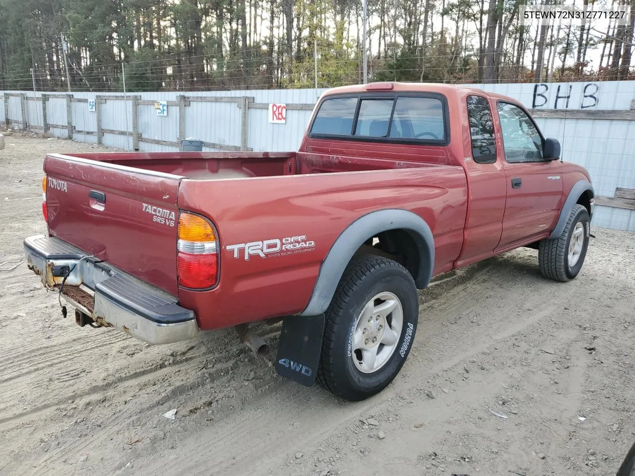 2001 Toyota Tacoma Xtracab VIN: 5TEWN72N31Z771227 Lot: 79753634