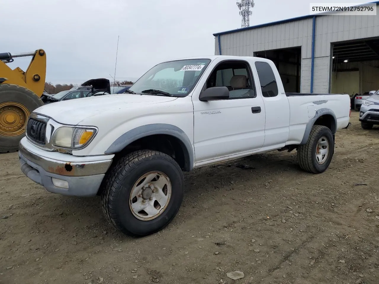 2001 Toyota Tacoma Xtracab VIN: 5TEWM72N91Z752796 Lot: 80347774