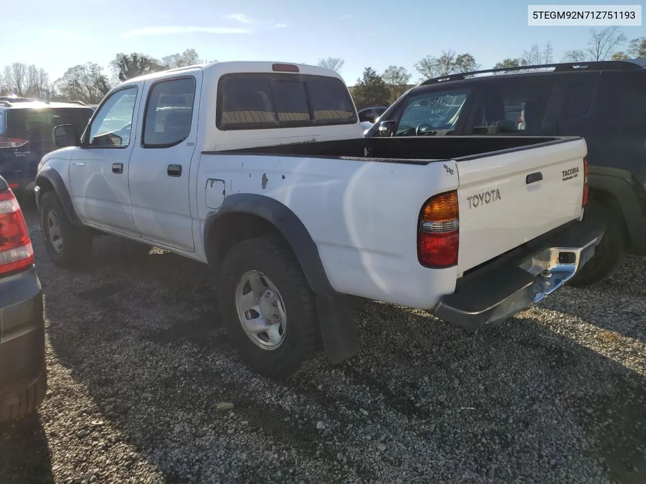 2001 Toyota Tacoma Double Cab Prerunner VIN: 5TEGM92N71Z751193 Lot: 80434564