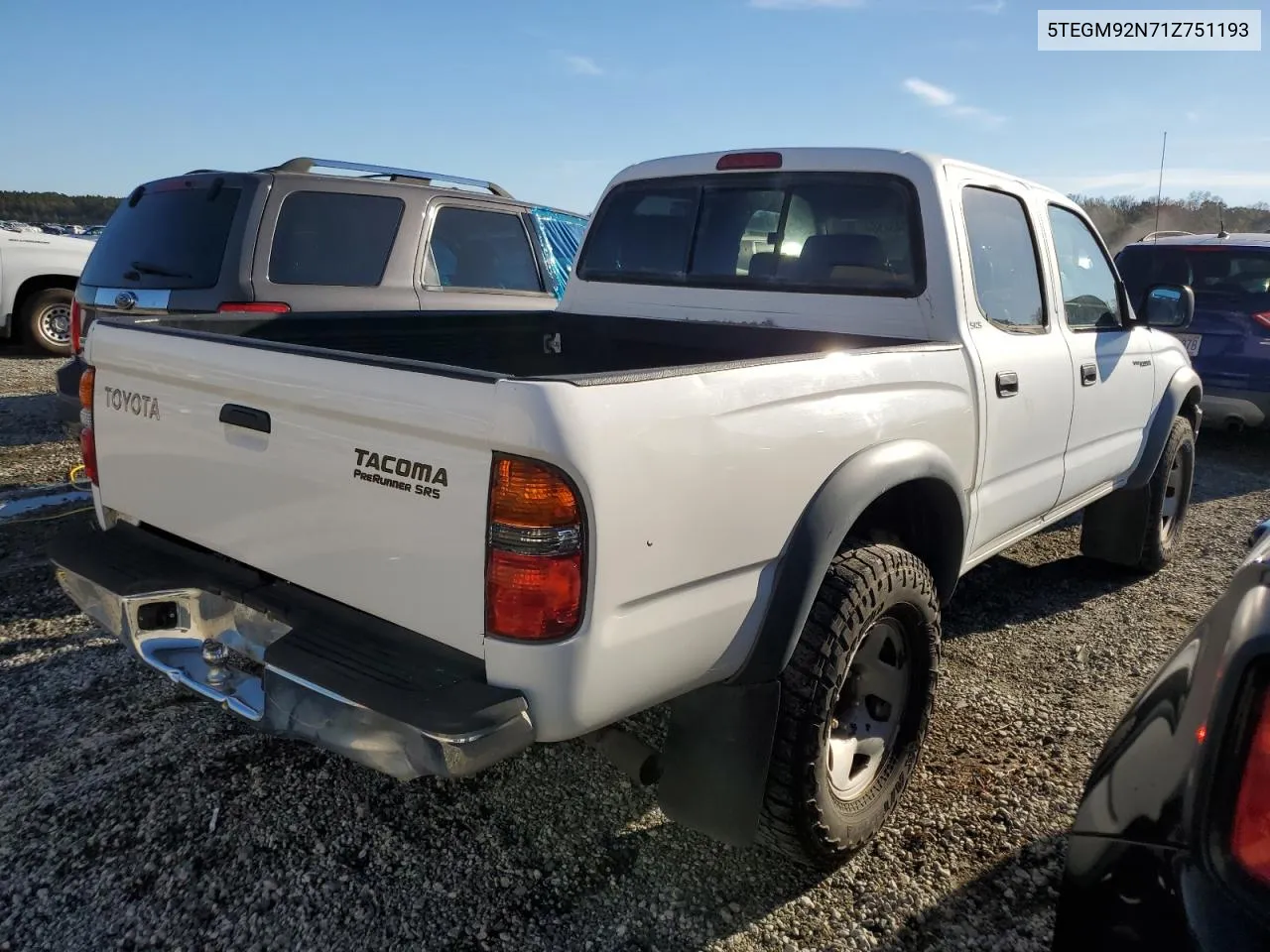 2001 Toyota Tacoma Double Cab Prerunner VIN: 5TEGM92N71Z751193 Lot: 80434564