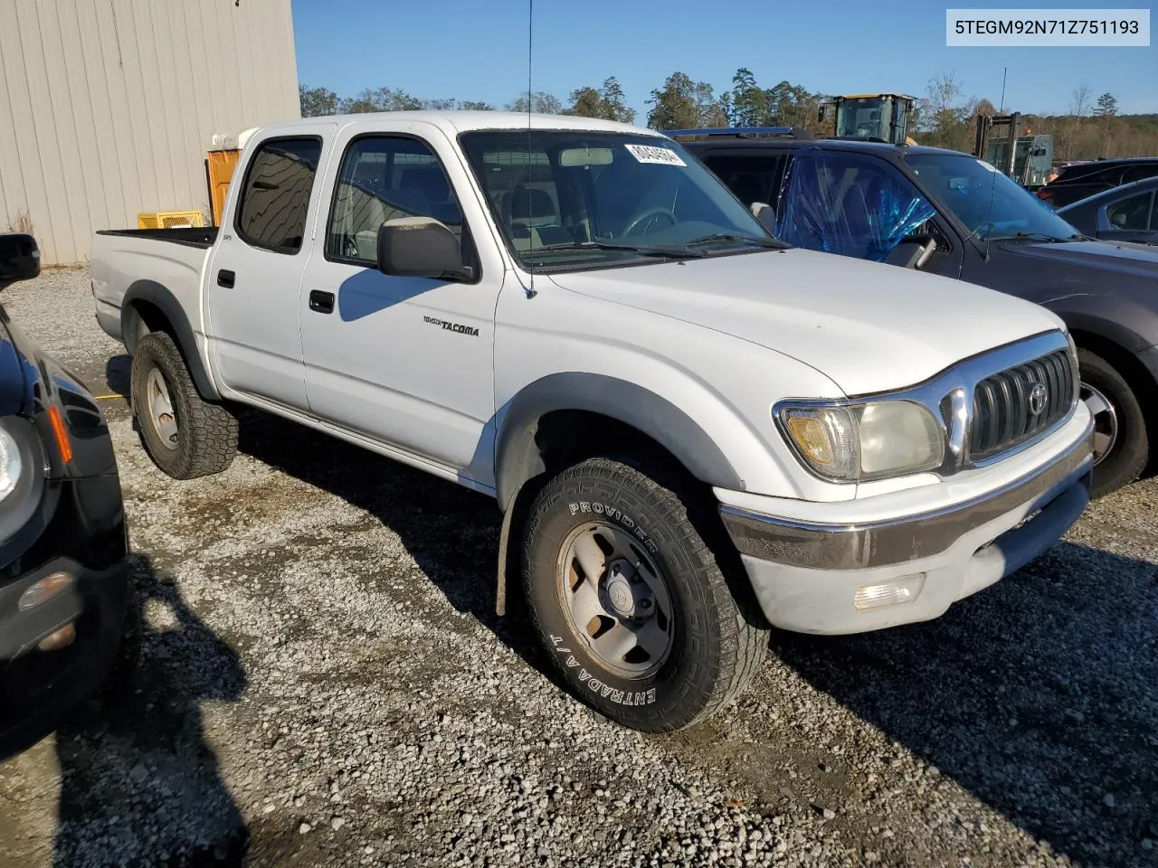 2001 Toyota Tacoma Double Cab Prerunner VIN: 5TEGM92N71Z751193 Lot: 80434564