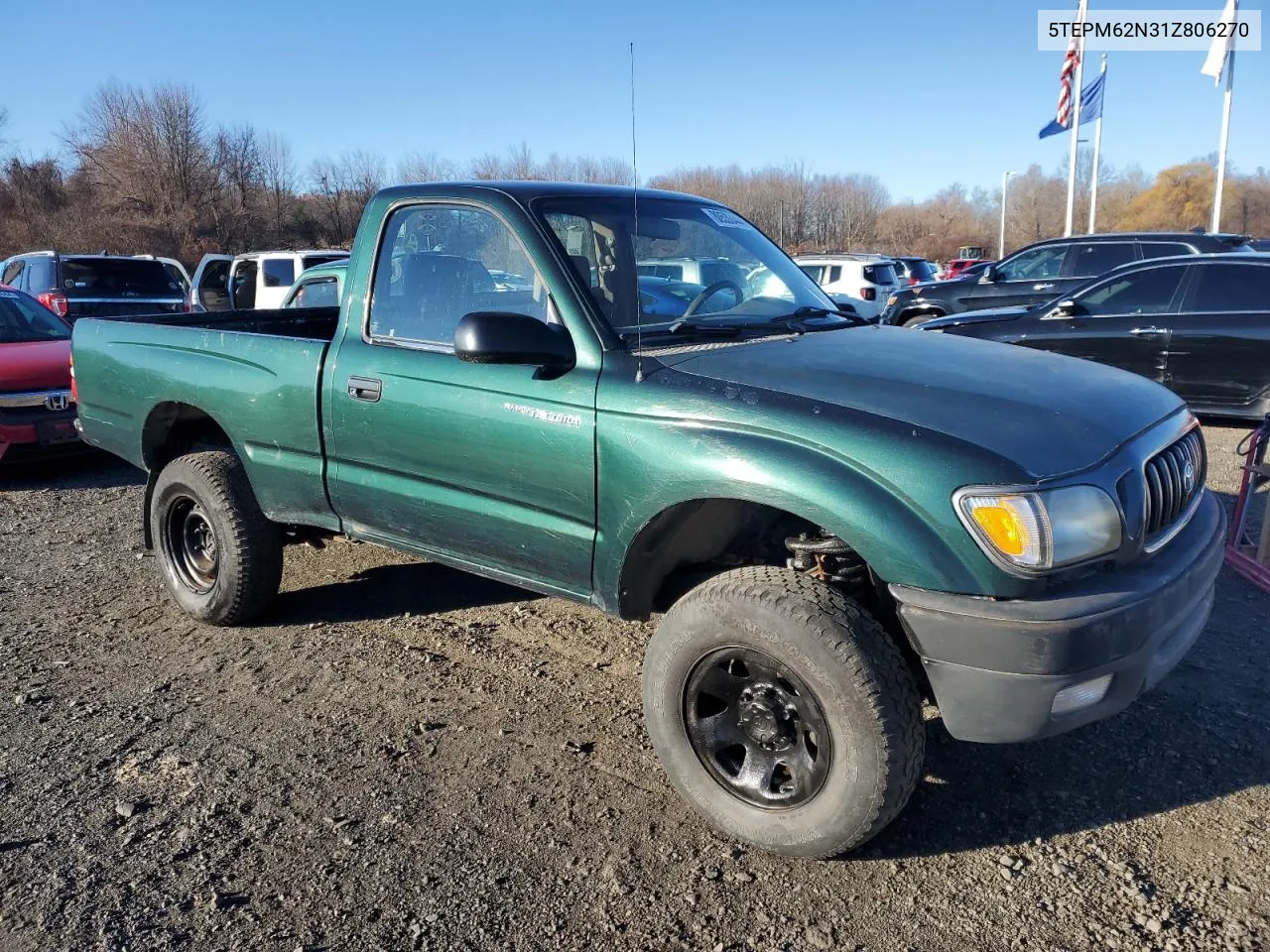 2001 Toyota Tacoma VIN: 5TEPM62N31Z806270 Lot: 80530444