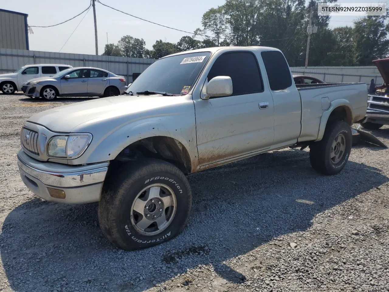 2002 Toyota Tacoma Xtracab Prerunner VIN: 5TESN92N92Z035999 Lot: 69794864