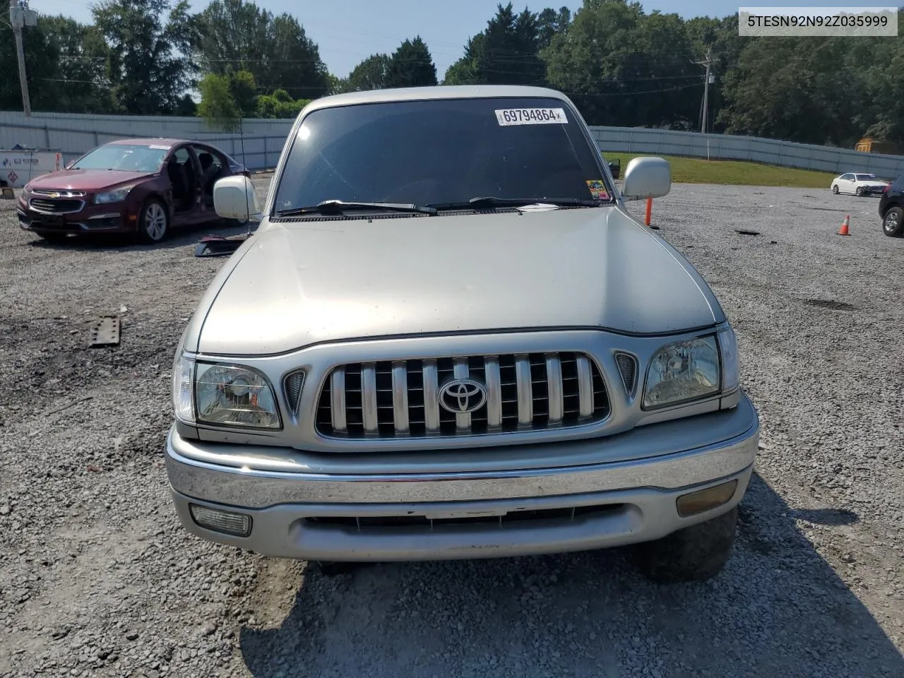 2002 Toyota Tacoma Xtracab Prerunner VIN: 5TESN92N92Z035999 Lot: 69794864