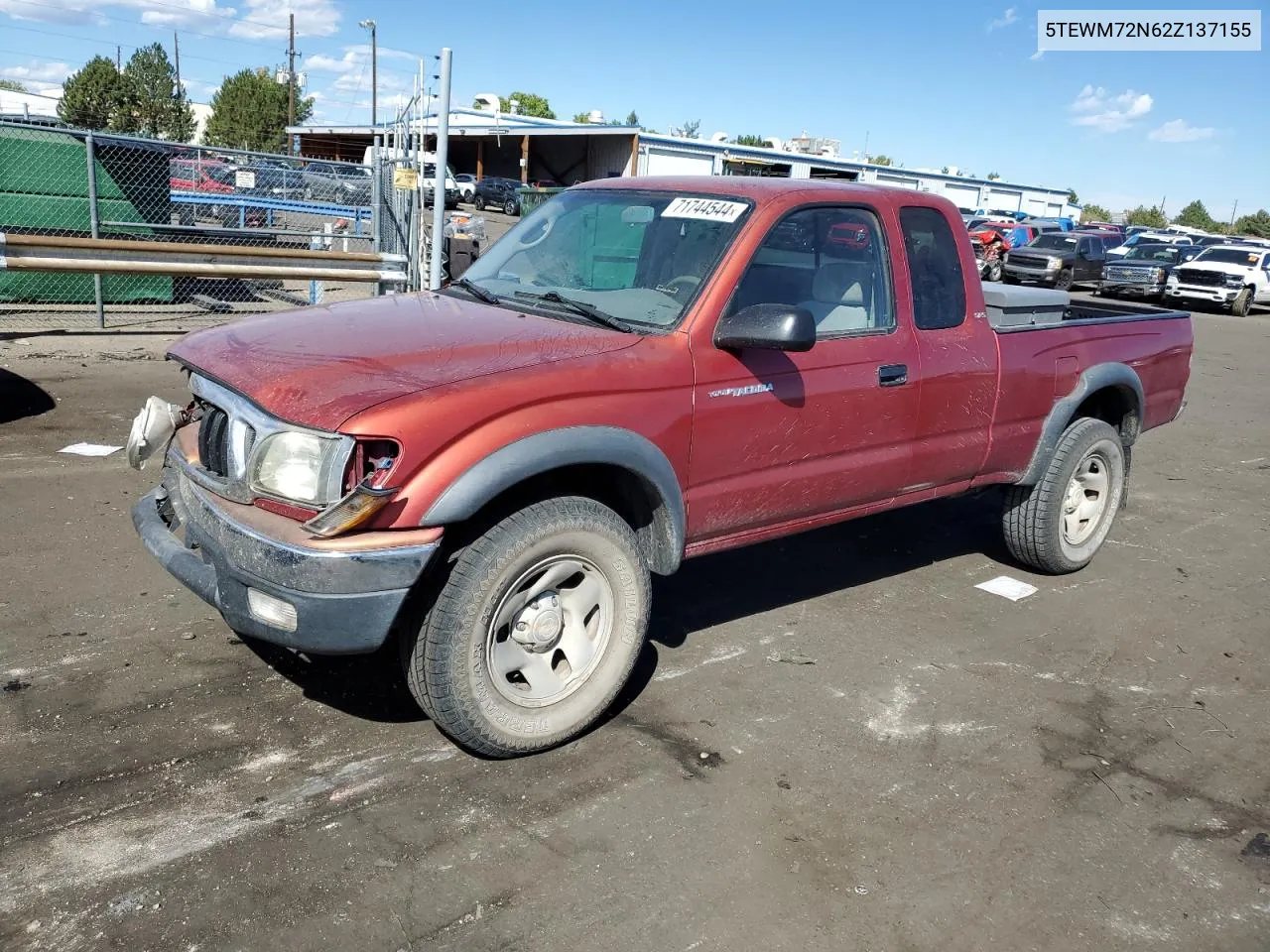 2002 Toyota Tacoma Xtracab VIN: 5TEWM72N62Z137155 Lot: 71744544