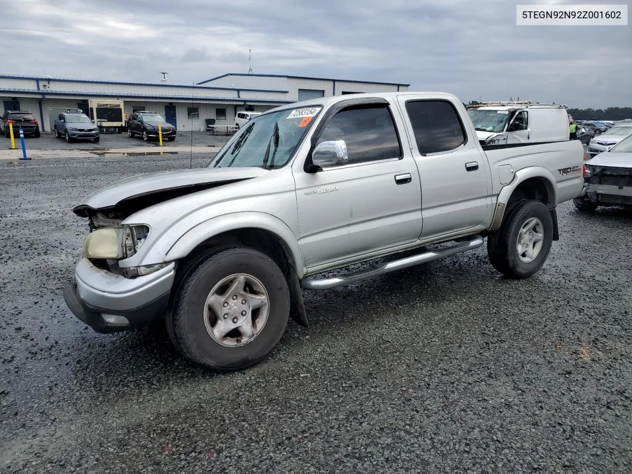 2002 Toyota Tacoma Double Cab Prerunner VIN: 5TEGN92N92Z001602 Lot: 72583154