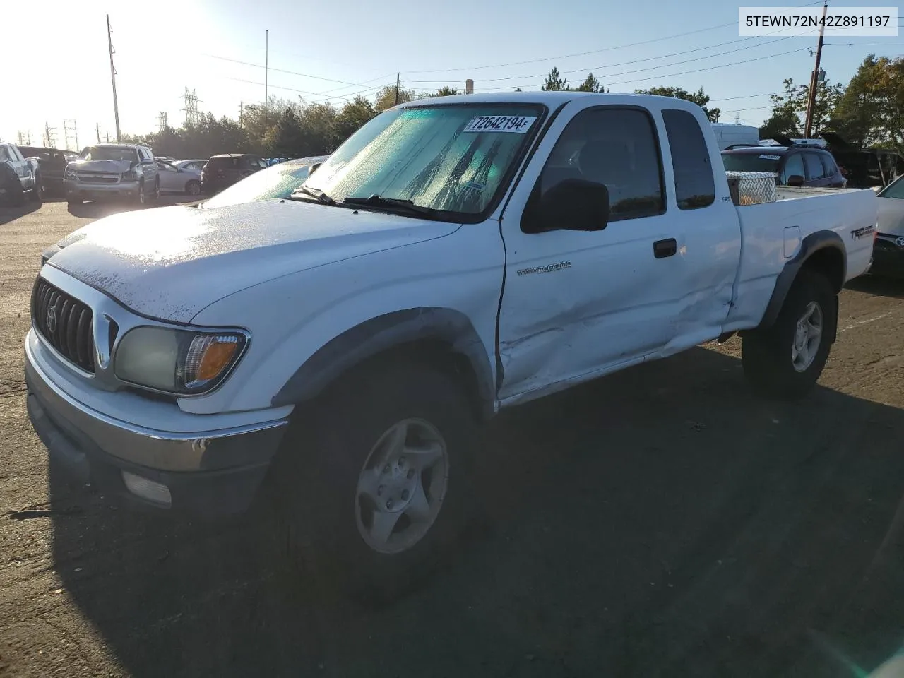 2002 Toyota Tacoma Xtracab VIN: 5TEWN72N42Z891197 Lot: 72642194