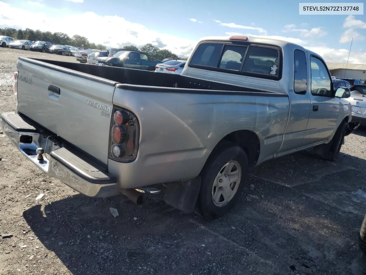 2002 Toyota Tacoma Xtracab VIN: 5TEVL52N72Z137748 Lot: 73044564