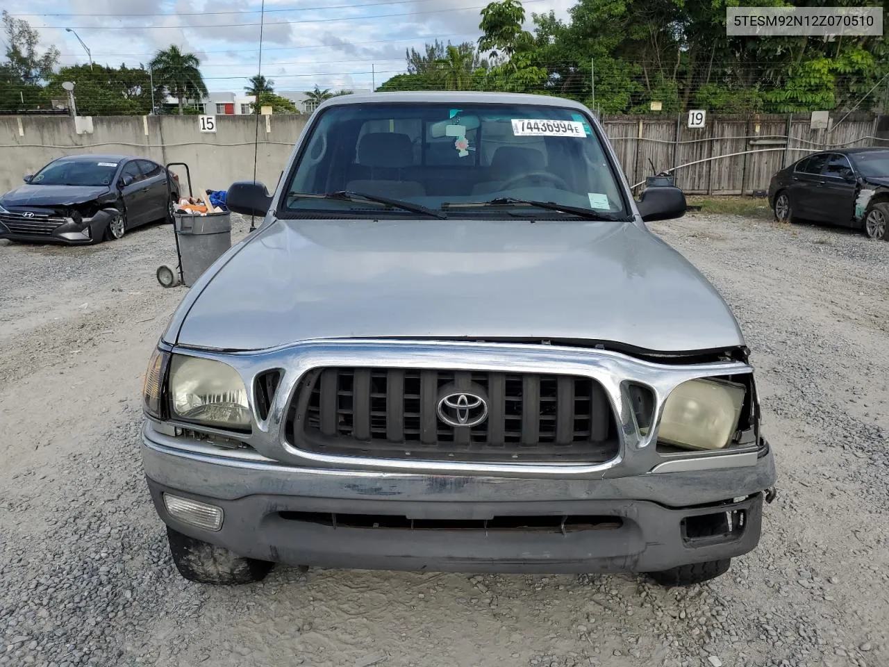 2002 Toyota Tacoma Xtracab Prerunner VIN: 5TESM92N12Z070510 Lot: 74436994