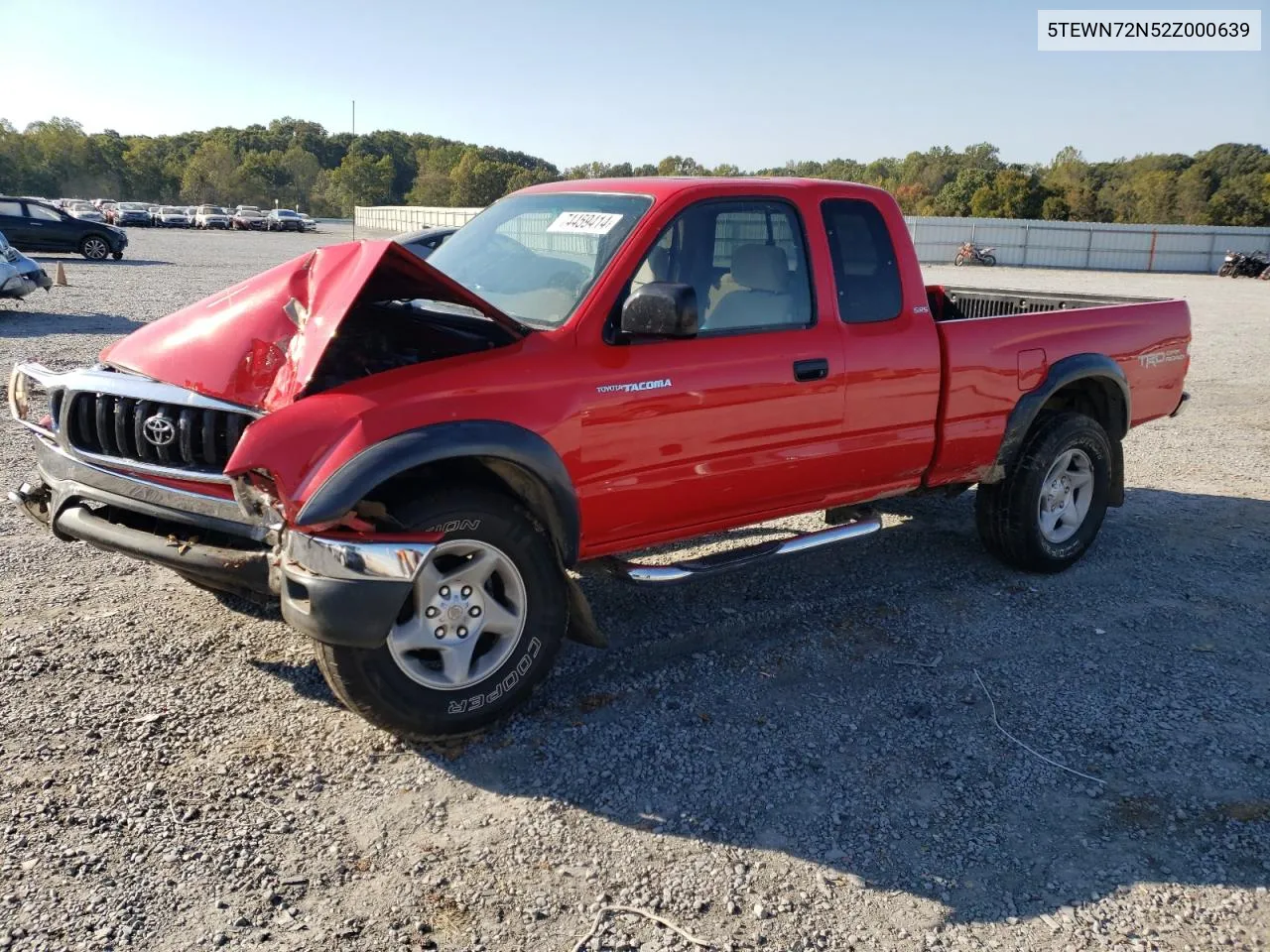 2002 Toyota Tacoma Xtracab VIN: 5TEWN72N52Z000639 Lot: 74459414