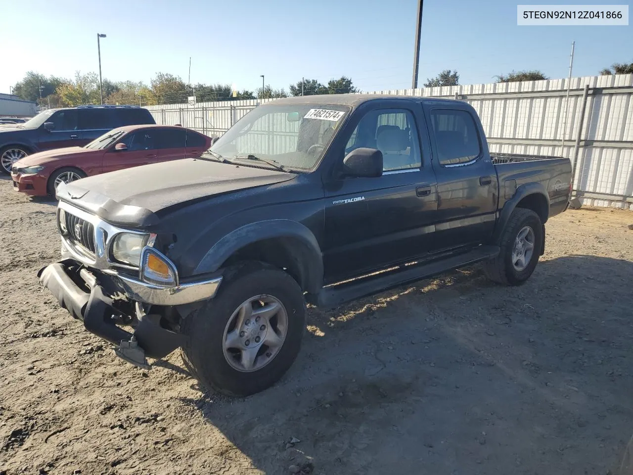 2002 Toyota Tacoma Double Cab Prerunner VIN: 5TEGN92N12Z041866 Lot: 74621574