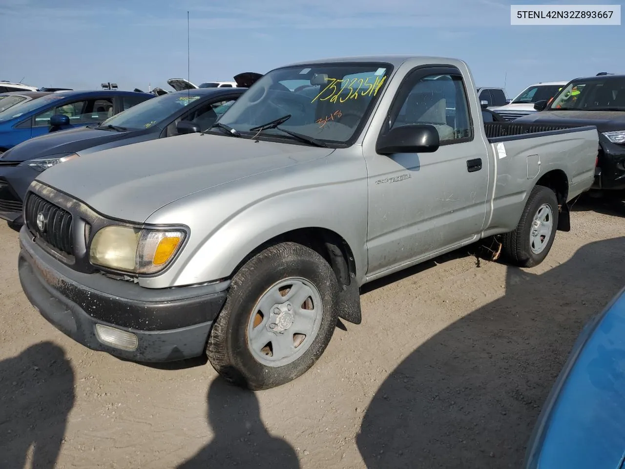 2002 Toyota Tacoma VIN: 5TENL42N32Z893667 Lot: 75232514