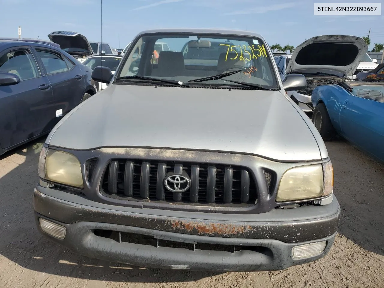 2002 Toyota Tacoma VIN: 5TENL42N32Z893667 Lot: 75232514