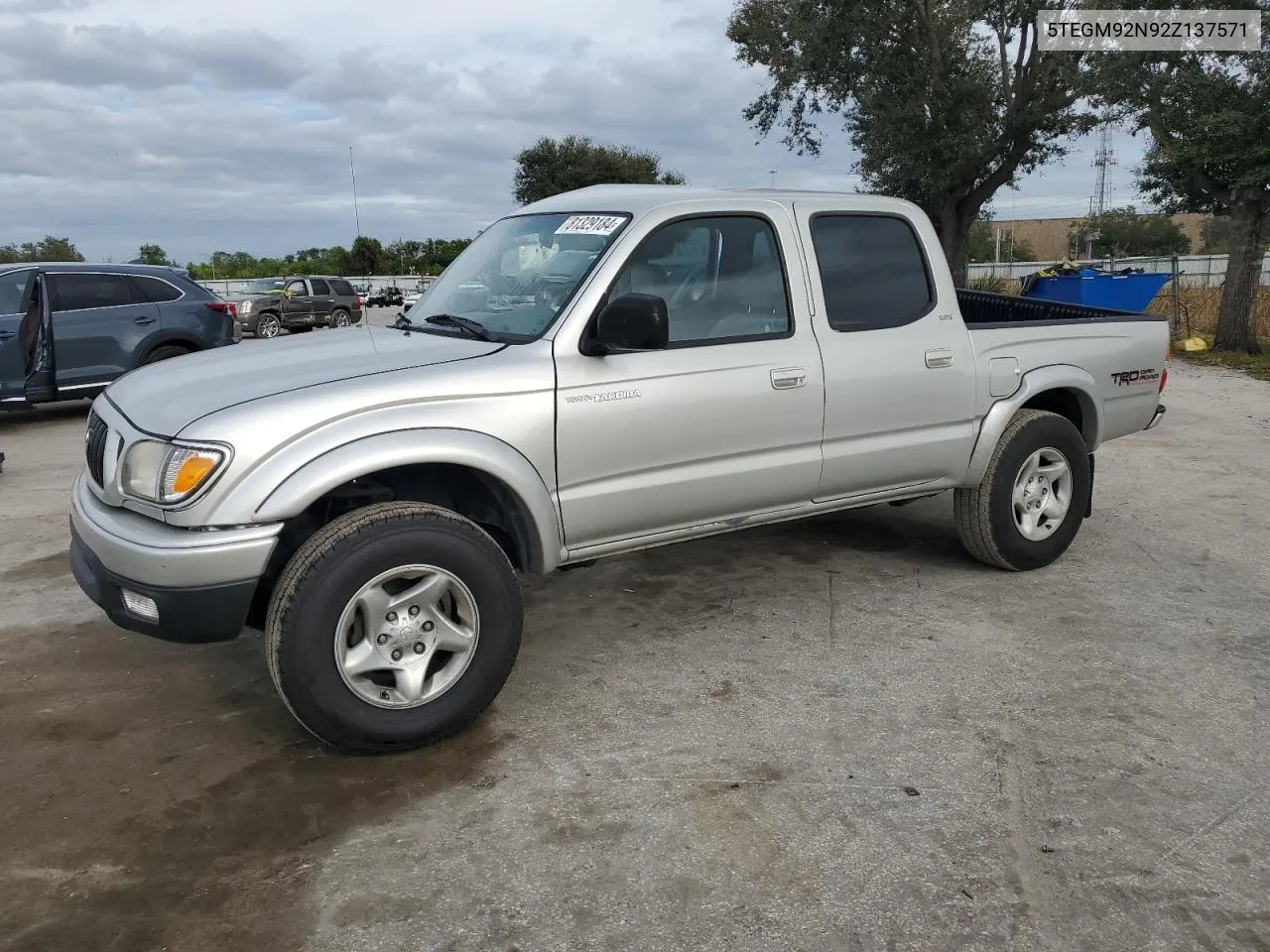 2002 Toyota Tacoma Double Cab Prerunner VIN: 5TEGM92N92Z137571 Lot: 81329184