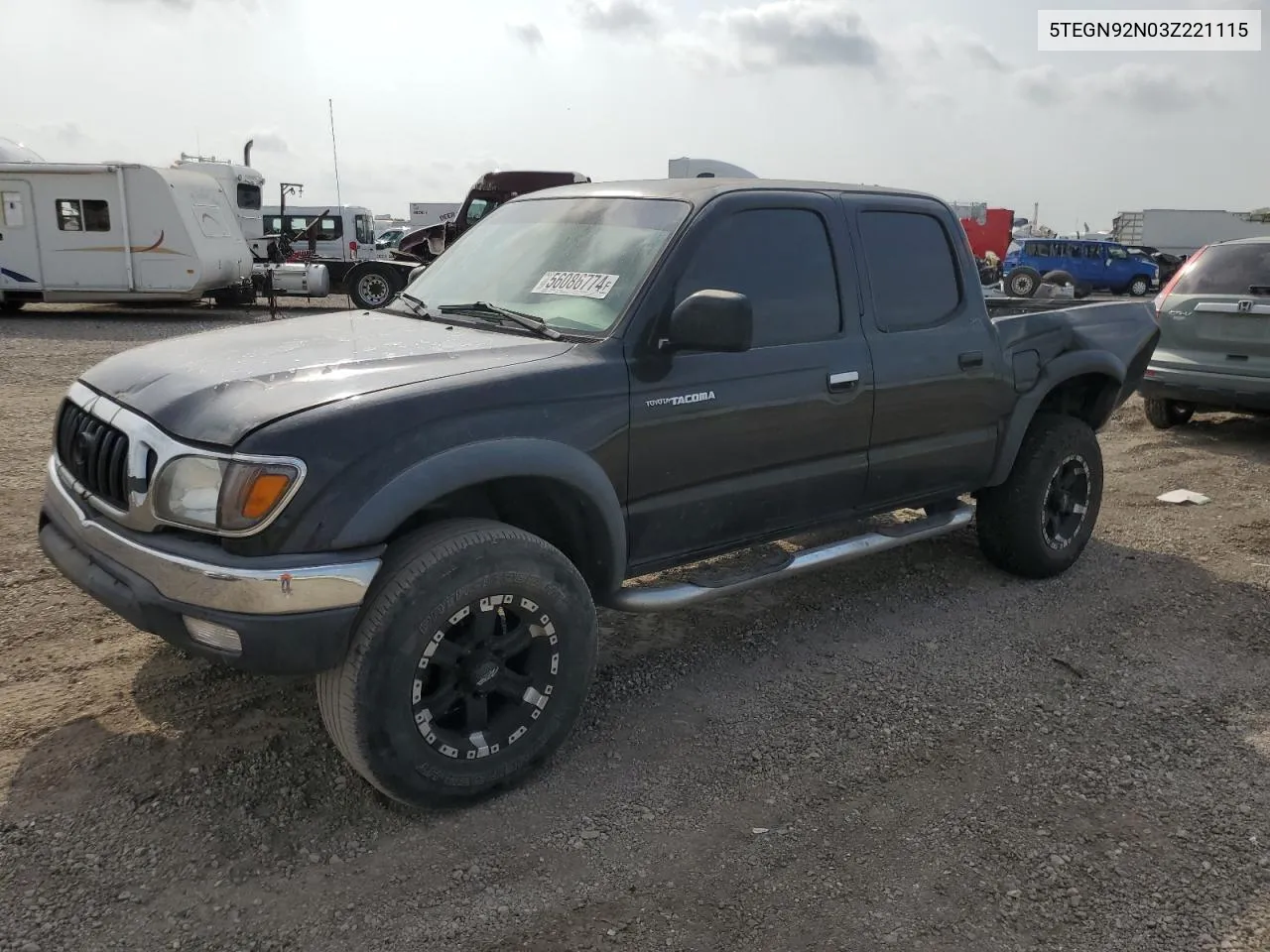 2003 Toyota Tacoma Double Cab Prerunner VIN: 5TEGN92N03Z221115 Lot: 56086774