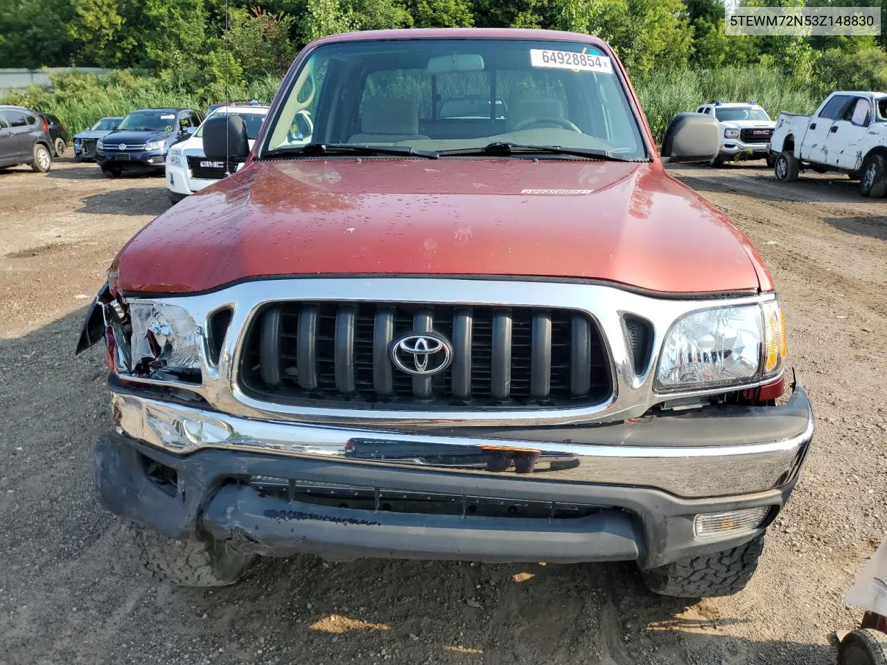 2003 Toyota Tacoma Xtracab VIN: 5TEWM72N53Z148830 Lot: 64928854