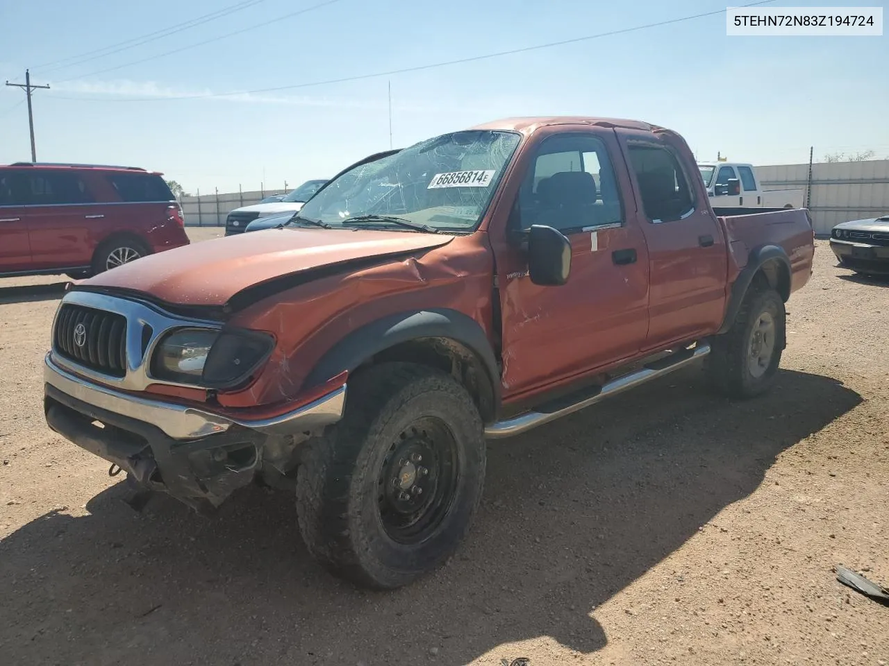 2003 Toyota Tacoma Double Cab VIN: 5TEHN72N83Z194724 Lot: 66856814