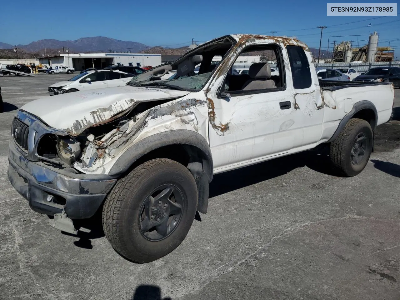 2003 Toyota Tacoma Xtracab Prerunner VIN: 5TESN92N93Z178985 Lot: 67163854