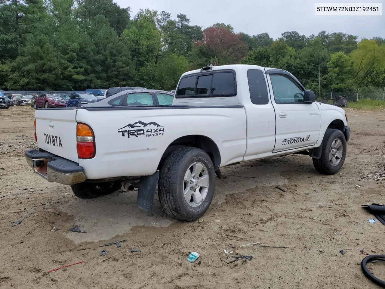 2003 Toyota Tacoma Xtracab VIN: 5TEWM72N83Z192451 Lot: 69208304