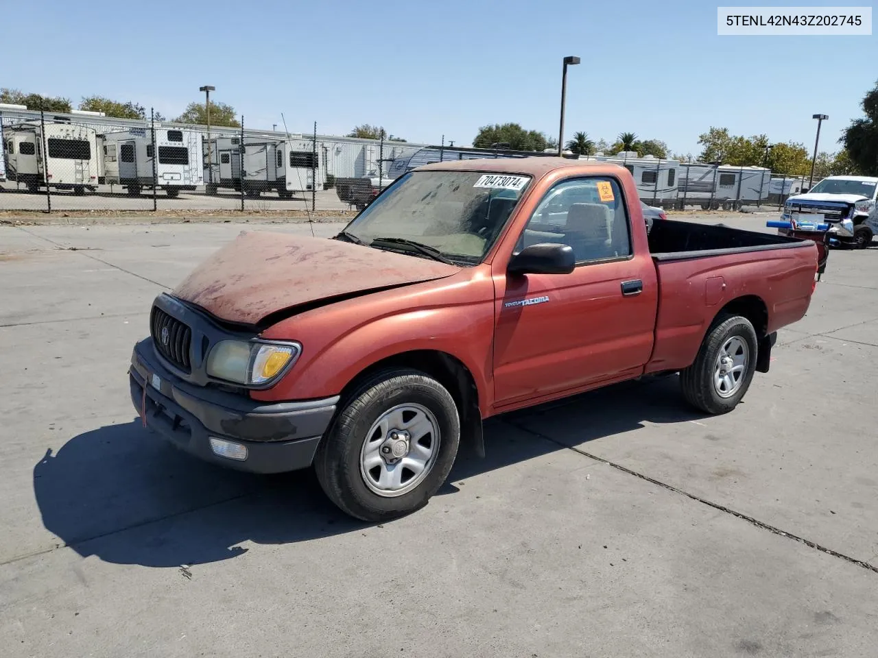 2003 Toyota Tacoma VIN: 5TENL42N43Z202745 Lot: 70473074