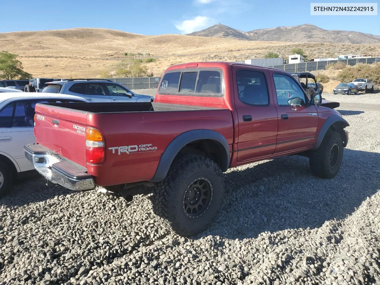 2003 Toyota Tacoma Double Cab VIN: 5TEHN72N43Z242915 Lot: 72159814