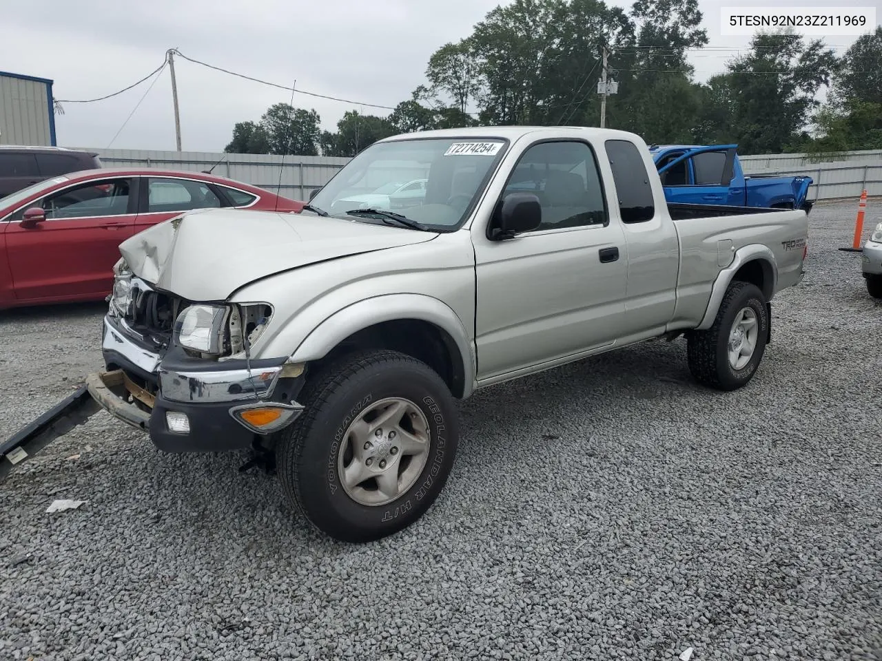 2003 Toyota Tacoma Xtracab Prerunner VIN: 5TESN92N23Z211969 Lot: 72774254