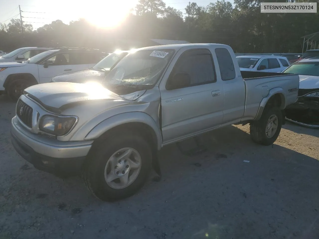 2003 Toyota Tacoma Xtracab Prerunner VIN: 5TESN92N53Z170124 Lot: 74146404